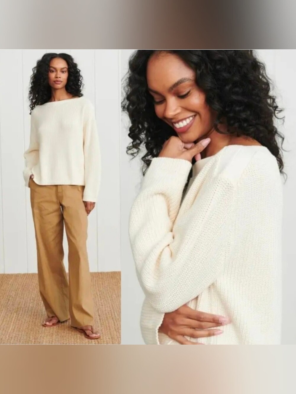 Jenni Kayne Cotton Boatneck Sweater White